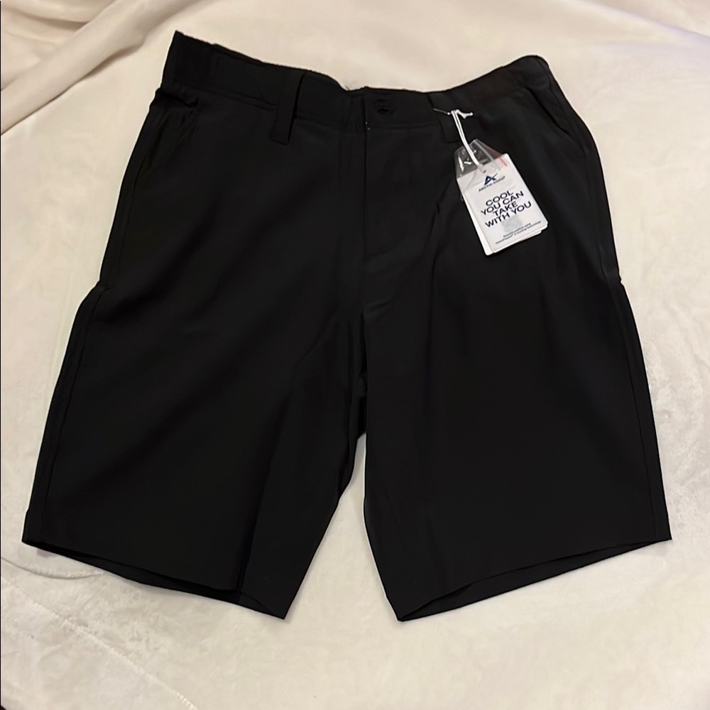 Black Flat Front Shorts with Minimalist Design